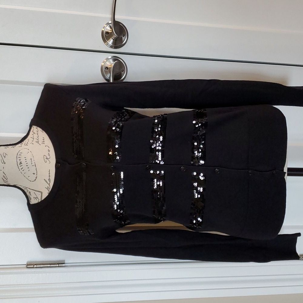 Lands End Black sequin cardigan
